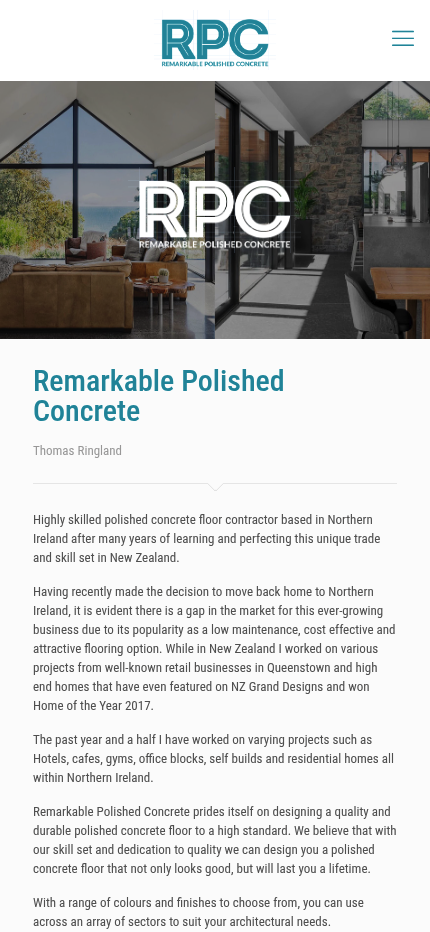 Remarkable Polished Concrete responsive website design on mobile
