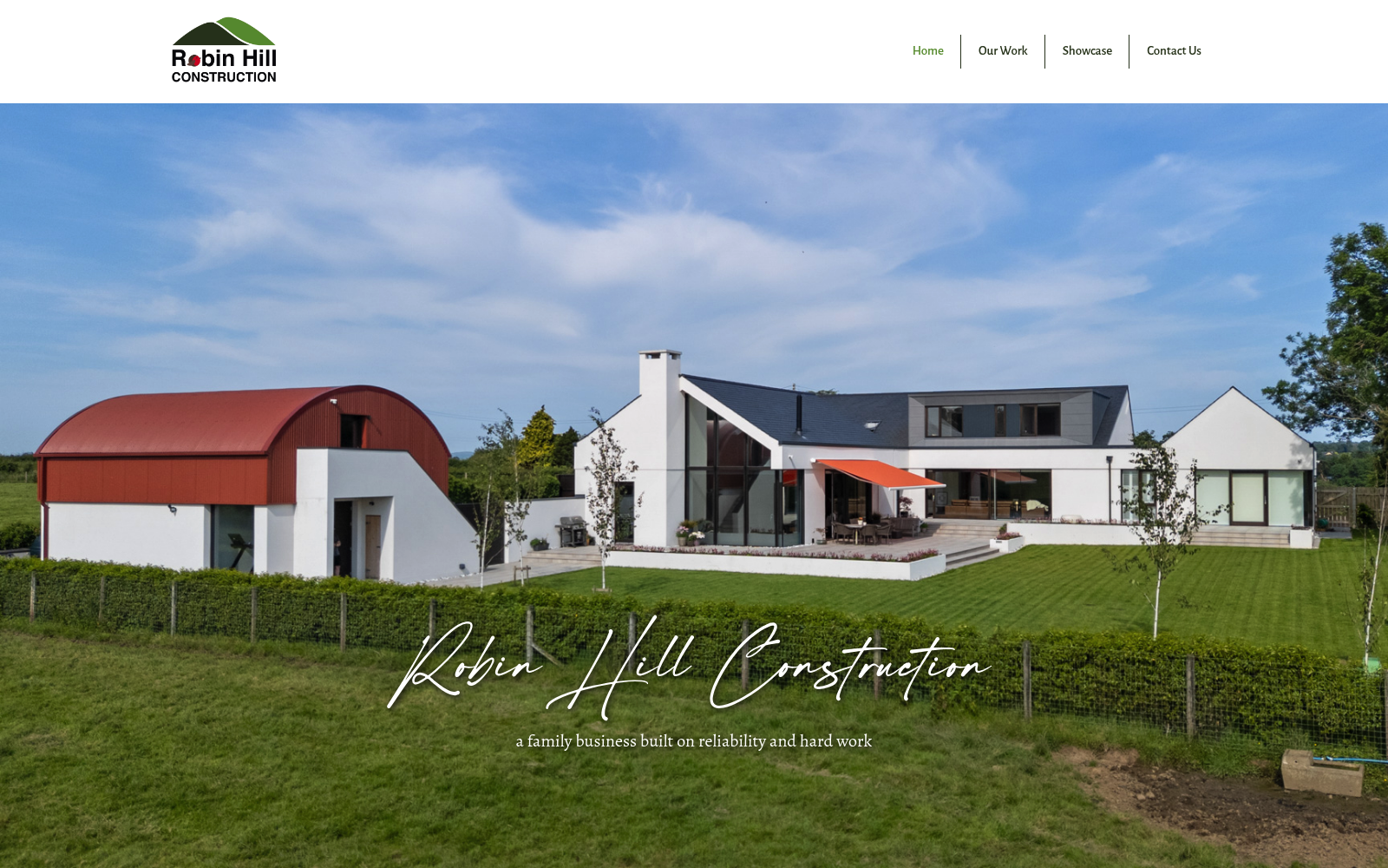 robinhillconstruction.com website shown on desktop