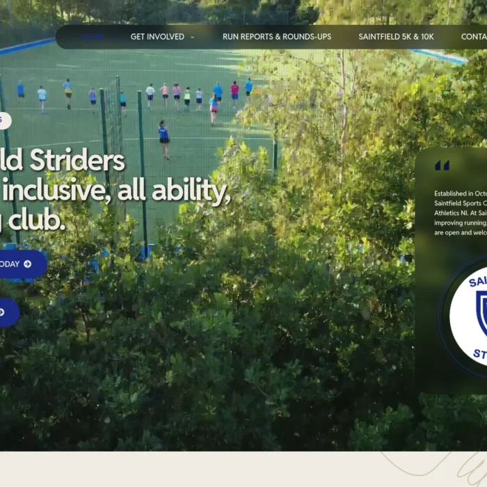 saintfieldstriders.com website shown on desktop