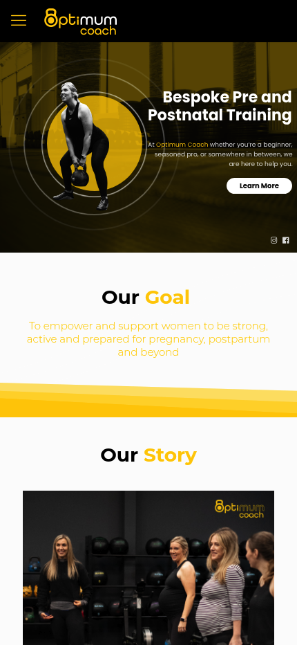 The Optimum Coach responsive website design on mobile